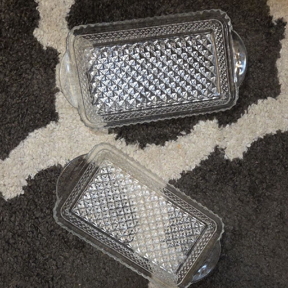 Anchor Hocking Clear Glass Serving Dishes with Diamond Pattern